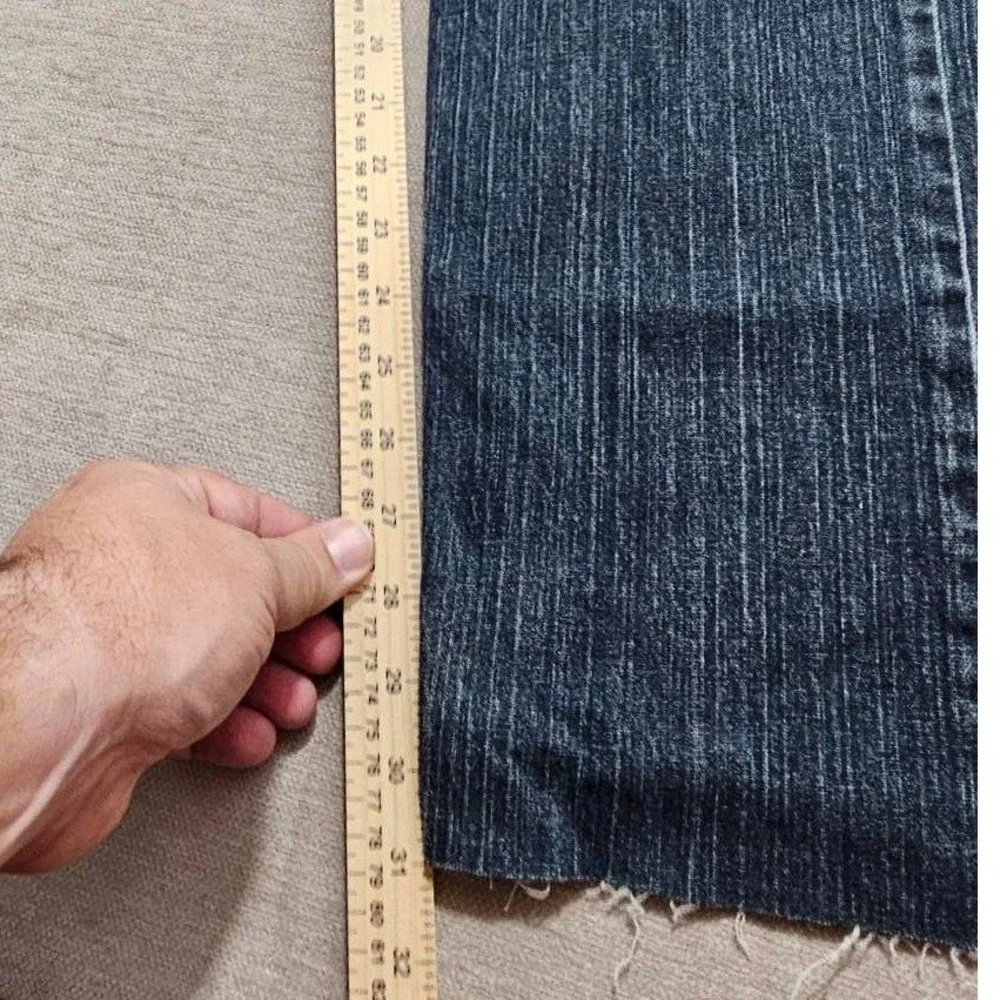 Levis 505 Regular Fit Straight Leg Jeans Blue Slub Denim Mens 34x31 Cut Off Hem*
